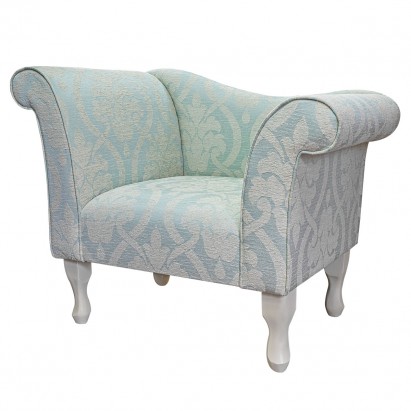Designer Chaise Chair in a Conway Duck Egg Medallion Fabric