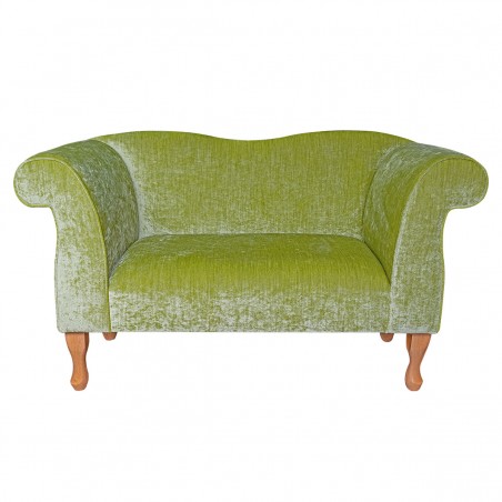 Small Chaise Sofa in a Pastiche Slub Lime Green Fabric