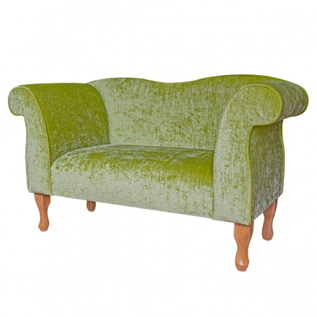 Small Chaise Sofa in a Pastiche Slub Lime Green Fabric