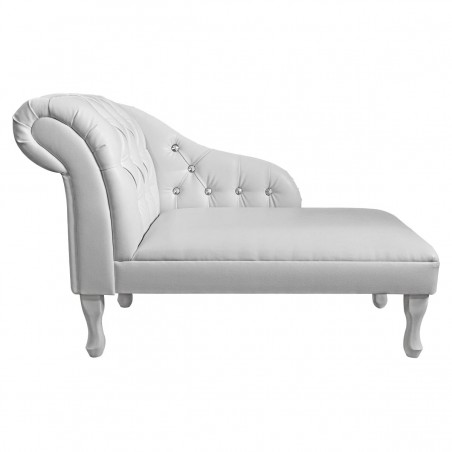 45" Medium Buttoned Chaise Longue in a White Faux Leather