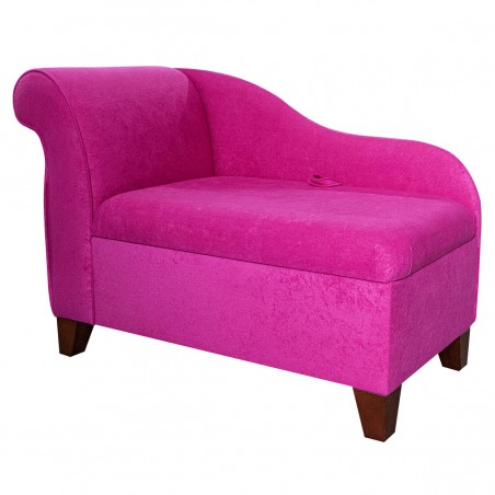 41" Storage Chaise Longue in a Plush Fuchsia Pink Fabric