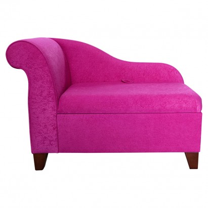 41" Storage Chaise Longue in a Plush Fuchsia Pink Fabric