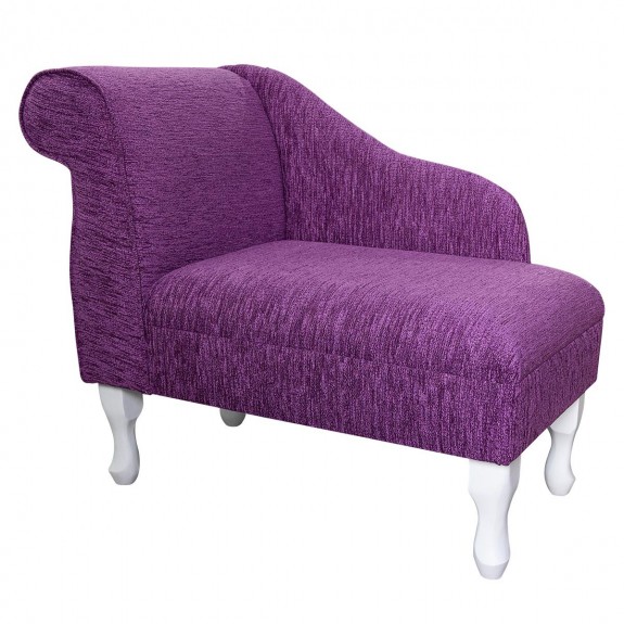 36" Compact Chaise Longue in a Portobello Boucle Thistle Fabric