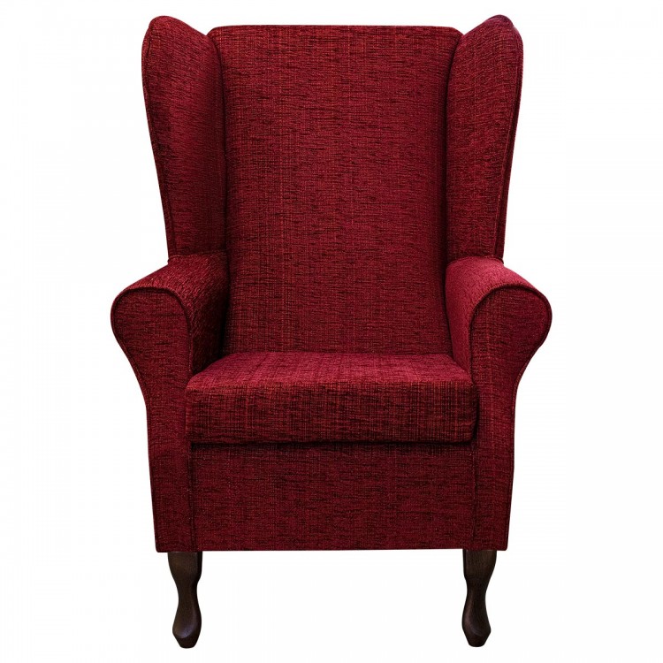 Large High Back Chair in a Portobello Red Wine Fabric