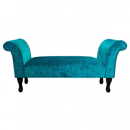 56" Medium Window Seat Settle in a Pastiche Crush Slub Teal Fabric