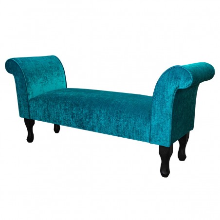 56" Medium Window Seat Settle in a Pastiche Crush Slub Teal Fabric