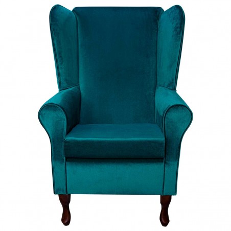 Large High Back Chair in a Malta Peacock Deluxe Velvet Fabric