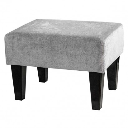 Small Footstool in a Danza Silver Grey Velvet Fabric