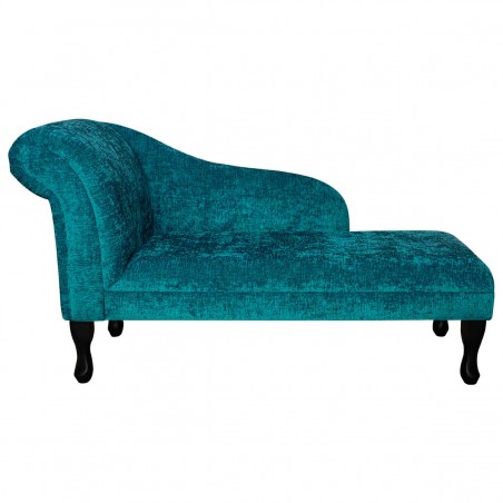 52" Medium Chaise Longue in a Carlton Teal Chenille Fabric