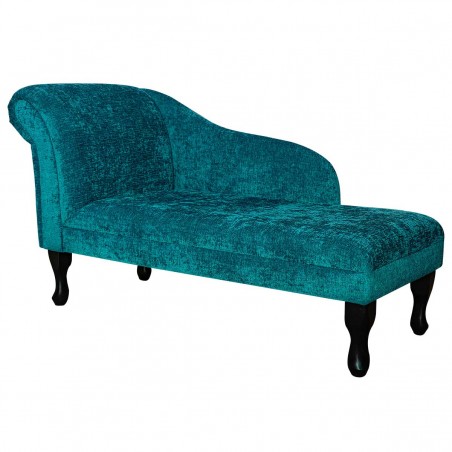 52" Medium Chaise Longue in a Carlton Teal Chenille Fabric