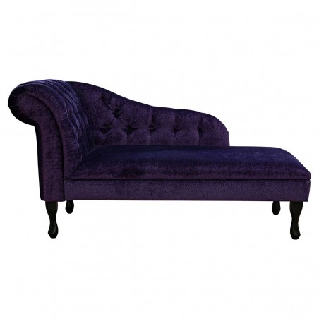 56" Medium Buttoned Chaise Longue in a Malta Amethyst Deluxe Velvet Fabric