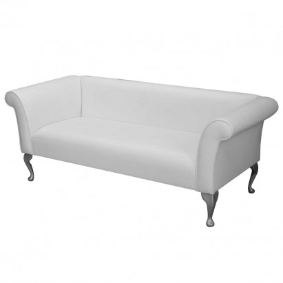 Compact 3 Seater Sofa in a White Faux Leather