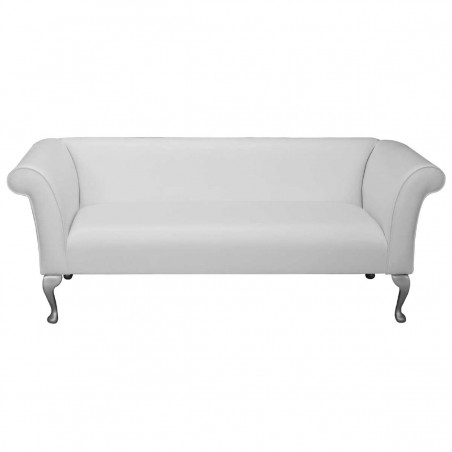 Compact 3 Seater Sofa in a White Faux Leather