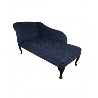 56" Medium Chaise Longue in a Carnaby Plush Blue Fabric