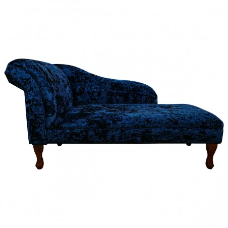 LUXE 56" Medium Chaise Longue in a Lustro Metallic Sapphire Fabric