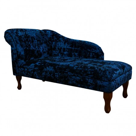 LUXE 56" Medium Chaise Longue in a Lustro Metallic Sapphire Fabric