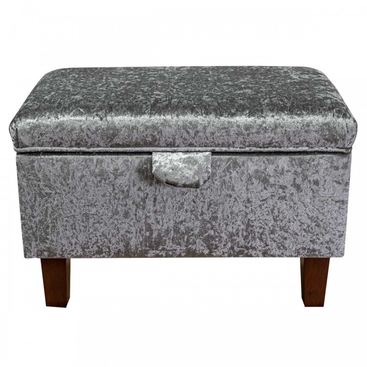 crushed velvet footstool in grey