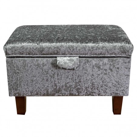 crushed velvet footstool in grey