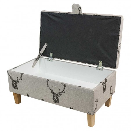 Storage Footstool, Ottoman, Pouffe in a Stag Cotton Fabric