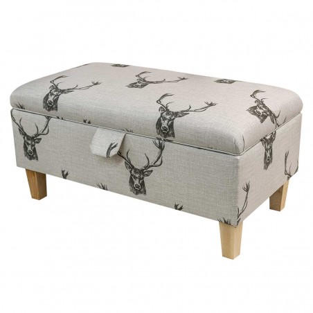 Storage Footstool, Ottoman, Pouffe in a Stag Cotton Fabric