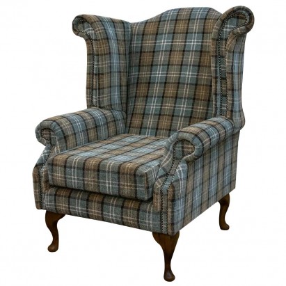 LUXE Large Wingback Monk Armchair in a Lana Blue...