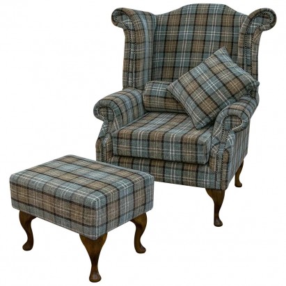 LUXE Chesterfield Wingback Armchair & Matching Stool...
