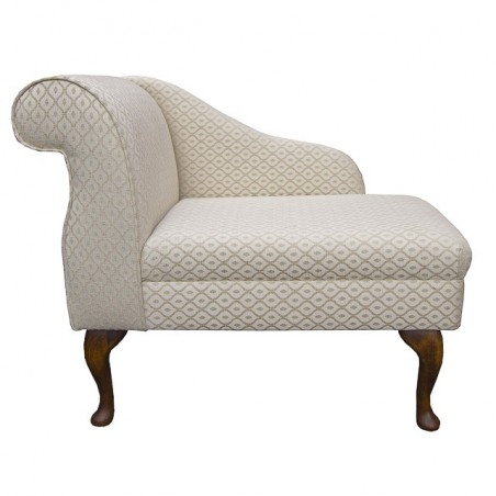 36" Compact Chaise Longue in a Woburn Trellis Beige Fabric