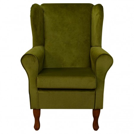 Standard Wingback Fireside Westoe Chair in a Malta Grass Deluxe Velvet Fabric