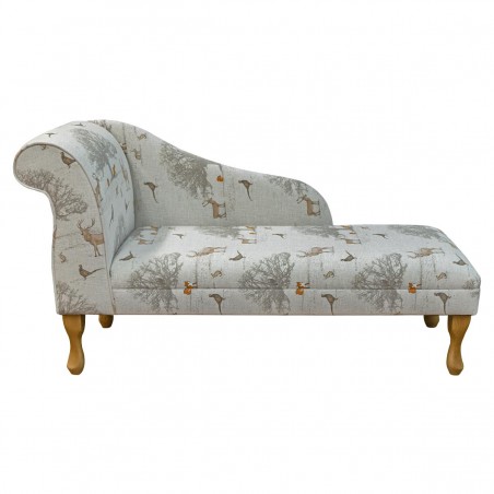 52" Medium Modern Chaise Longue in a Tatton Cotton Print Fabric