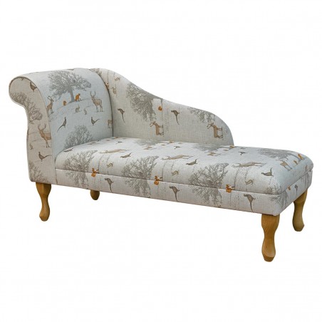 52" Medium Modern Chaise Longue in a Tatton Cotton Print Fabric