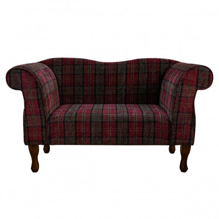 LUXE Small Chaise Sofa in a Lana Red Tartan Fabric