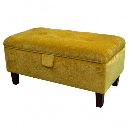 Buttoned Storage Footstool, Ottoman, Pouffe in a Manhattan Gold Marl Velvet Fabric