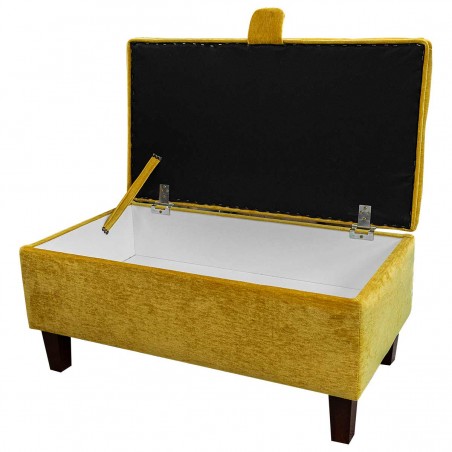 Buttoned Storage Footstool, Ottoman, Pouffe in a Manhattan Gold Marl Velvet Fabric