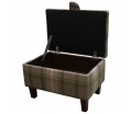 LUXE Storage Stool, Ottoman, Pouffe in a Sophie Check Chocolate Fabric