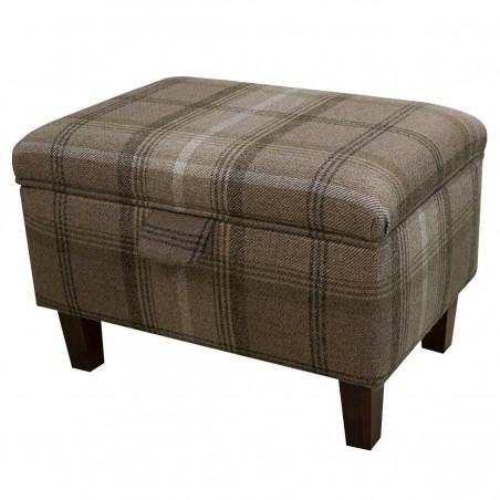 LUXE Storage Stool, Ottoman, Pouffe in a Sophie Check Chocolate Fabric