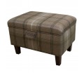 LUXE Storage Stool, Ottoman, Pouffe in a Sophie Check Chocolate Fabric