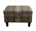 LUXE Storage Stool, Ottoman, Pouffe in a Sophie Check Chocolate Fabric