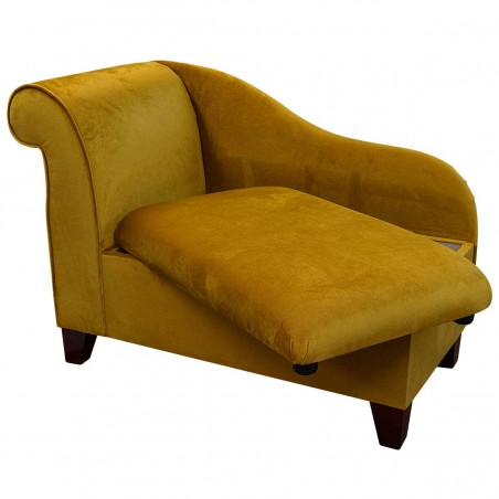 41" Storage Chaise Longue in a Malta Gold Deluxe Velvet Fabric