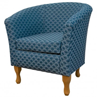 Designer Tub Chair in a Faremont Shell Blue Fabric