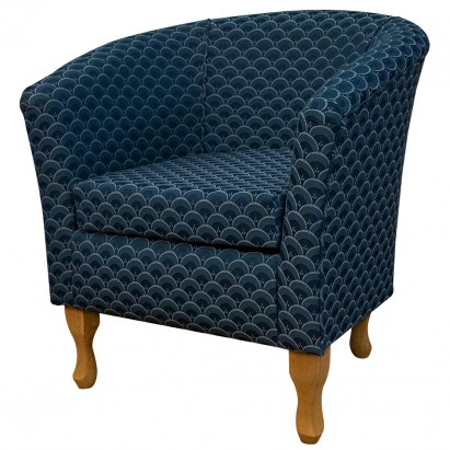 Designer Tub Chair in a Faremont Shell Navy Fabric