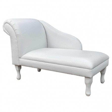 45" Medium Chaise Longue in a White Faux Leather Fabric