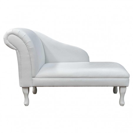 45" Medium Chaise Longue in a White Faux Leather Fabric