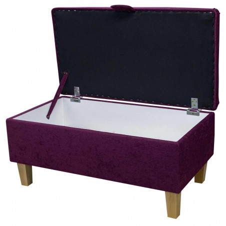 Storage Footstool, Ottoman, Pouffe in a Plush Plum Purple Fabric