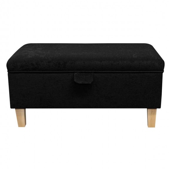 Storage Footstool, Ottoman, Pouffe in a Plush Midnight Black Fabric