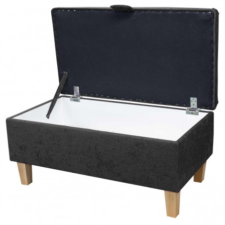 Storage Footstool, Ottoman, Pouffe in a Plush Steel Grey Fabric