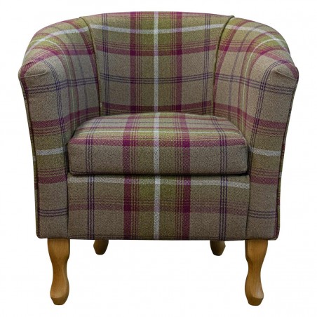 LUXE Designer Tub Chair in a Balmoral Heather Tartan Fabric