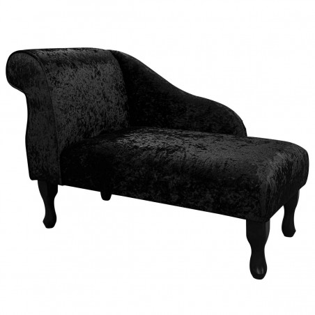 41" Mini Chaise Longue in a Shimmer Ebony Crushed Velvet Fabric