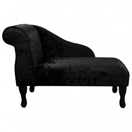 41" Mini Chaise Longue in a Shimmer Ebony Crushed Velvet Fabric