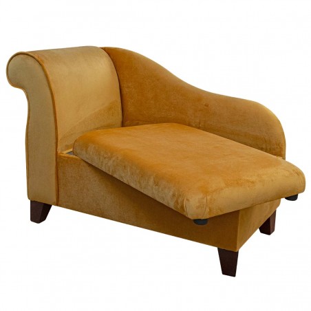 41" Storage Chaise Longue in a Monaco Saffron Supersoft Velvet Fabric