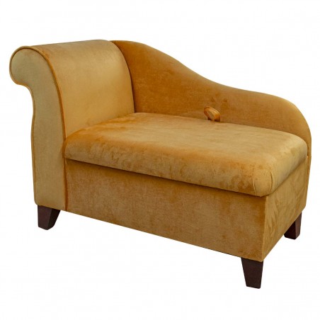 41" Storage Chaise Longue in a Monaco Saffron Supersoft Velvet Fabric